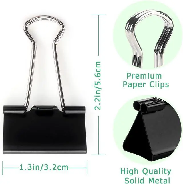 Alt view image 3 of 7 - ZZTX 36 Pack Binder Clips 1.3 Inches Black | Paper Clamps Clips, Durable steel, Rust-resistant, Strong spring