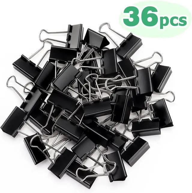 Alt view image 2 of 7 - ZZTX 36 Pack Binder Clips 1.3 Inches Black | Paper Clamps Clips, Durable steel, Rust-resistant, Strong spring