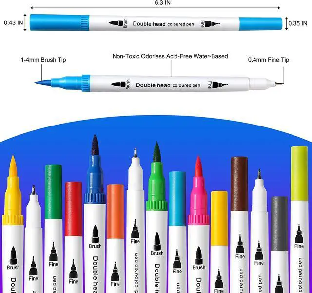 Alt view image 2 of 7 - Upanic 36 Art Markers for Adult Coloring Books,Art Supplies | Fine & Brush Pens for Lettering Drawing Journaling Calligraphy