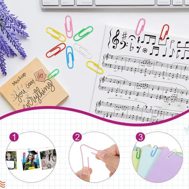 Alt view image 3 of 7 - 350 Pcs Colored Paper Clips with Binderclips Rubber Bands Push Pins | Assorted Sizes, In A Divided Round Storage Box, For Bulletin Boards Office, School And Home