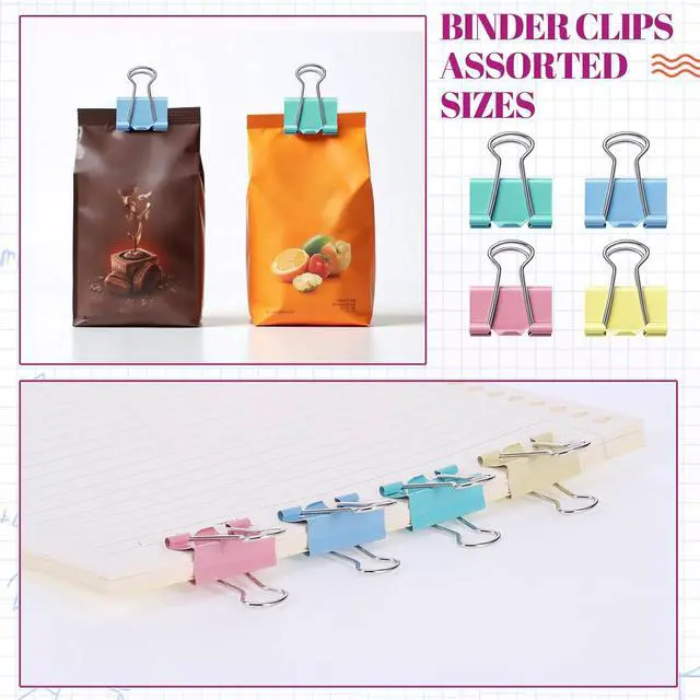Alt view image 4 of 7 - 350 Pcs Colored Paper Clips with Binderclips Rubber Bands Push Pins | Assorted Sizes, In A Divided Round Storage Box, For Bulletin Boards Office, School And Home