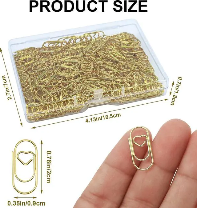 Alt view image 2 of 7 - Small Gold Paper Clips 200 Pcs Stainless Steel Cute Paperclips | Love Heart Shaped Paperclips for Paperwork Office School Desk Organizers Wedding Invitations DIY Crafts Scrapbooking (Gold)