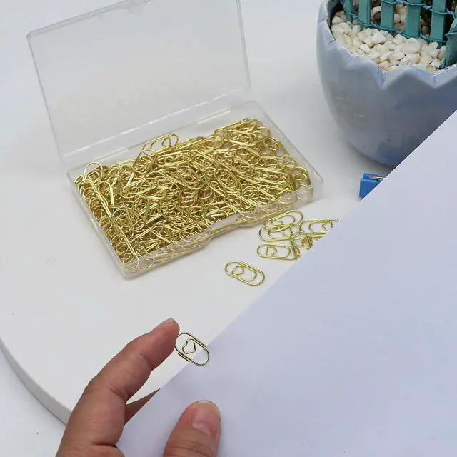 Alt view image 7 of 7 - Small Gold Paper Clips 200 Pcs Stainless Steel Cute Paperclips | Love Heart Shaped Paperclips for Paperwork Office School Desk Organizers Wedding Invitations DIY Crafts Scrapbooking (Gold)