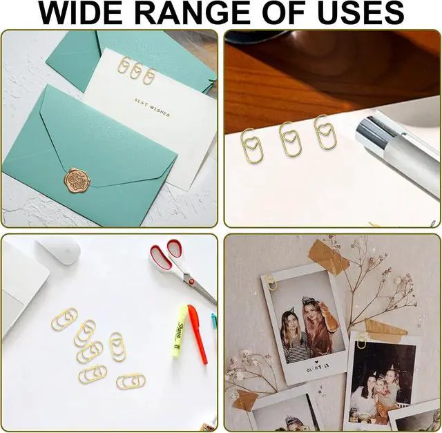 Alt view image 5 of 7 - Small Gold Paper Clips 200 Pcs Stainless Steel Cute Paperclips | Love Heart Shaped Paperclips for Paperwork Office School Desk Organizers Wedding Invitations DIY Crafts Scrapbooking (Gold)