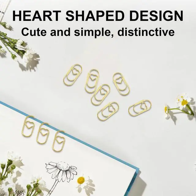 Alt view image 3 of 7 - Small Gold Paper Clips 200 Pcs Stainless Steel Cute Paperclips | Love Heart Shaped Paperclips for Paperwork Office School Desk Organizers Wedding Invitations DIY Crafts Scrapbooking (Gold)