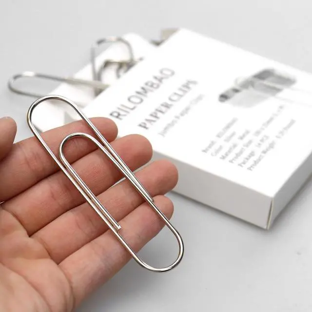 Alt view image 4 of 7 - 14 PCS 4 Inch (100mm) Extra Large Paper Clips Silver Rust Resistant Metal Strong Jumbo Paperclips for Office School Documents