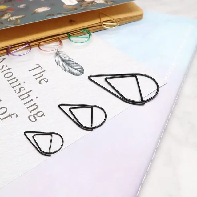 Alt view image 3 of 6 - DEEDYGO 250 PCS Black Paper Clips Teardrop Paperclips, 1 Inch | Stainless Steel, Cute Drop-shape, Office Stationery, Wedding Invitations, Scrapbooking Crafts, Bookmarks, Women Planners