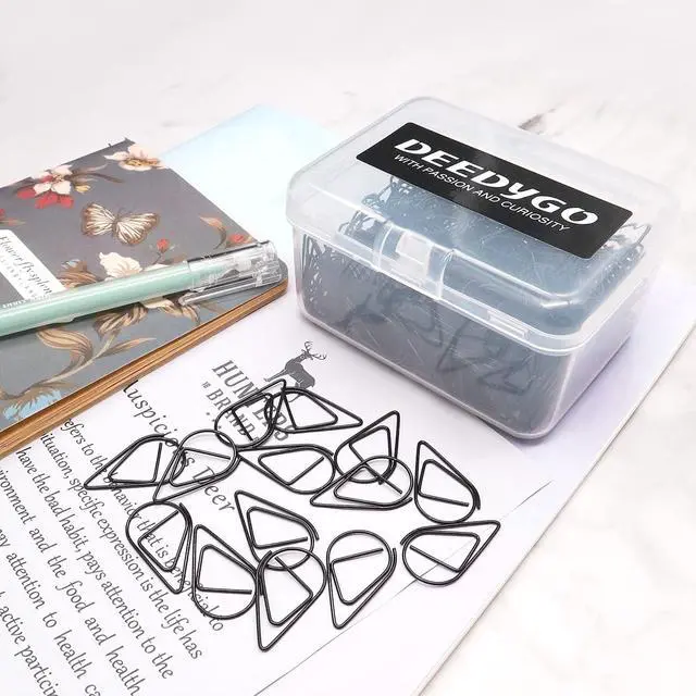 Alt view image 6 of 6 - DEEDYGO 250 PCS Black Paper Clips Teardrop Paperclips, 1 Inch | Stainless Steel, Cute Drop-shape, Office Stationery, Wedding Invitations, Scrapbooking Crafts, Bookmarks, Women Planners