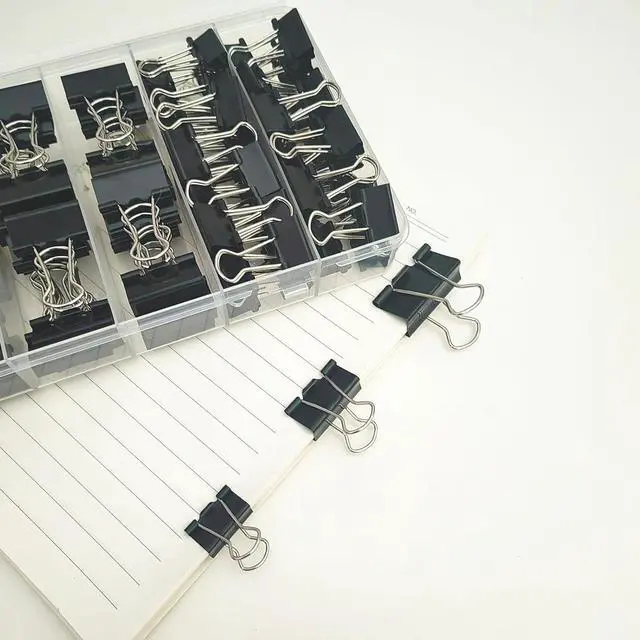 Alt view image 4 of 7 - 76 Pcs Black Binder Clips Paper Clamps Set Assorted Sizes Large Medium Small for Office School and Home