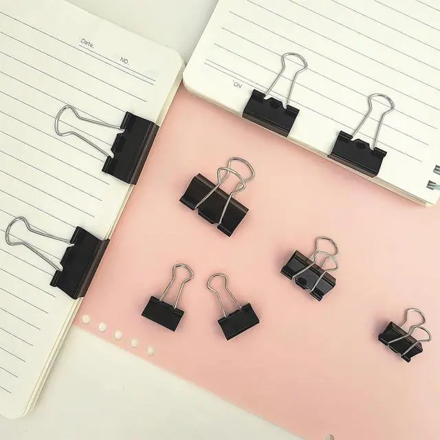 Alt view image 5 of 7 - 76 Pcs Black Binder Clips Paper Clamps Set Assorted Sizes Large Medium Small for Office School and Home