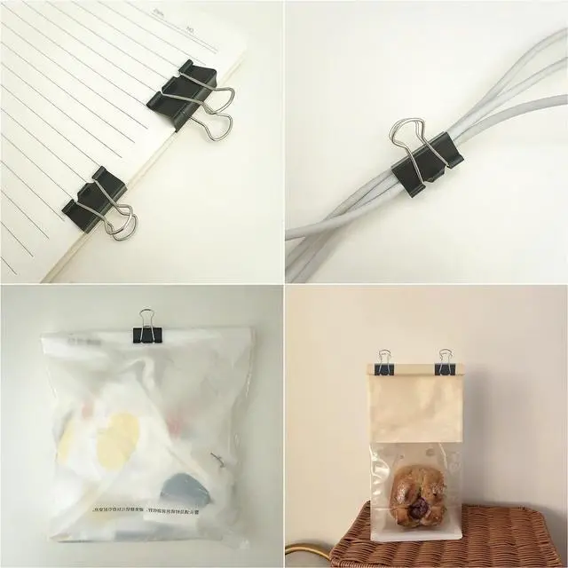 Alt view image 7 of 7 - 76 Pcs Black Binder Clips Paper Clamps Set Assorted Sizes Large Medium Small for Office School and Home