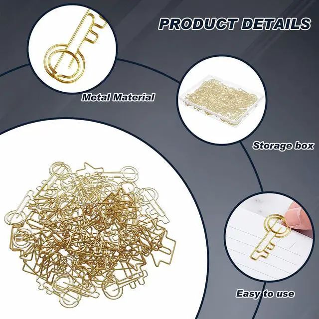 Alt view image 3 of 6 - Gueevin 102 Pack House and Key Shaped Paper Clips with 2 Boxes,Gold | 50 House Shaped Paper Clips, 50 Key Style in Clear Cases, For Realty Professionals, Office Organizing, Cute Desk Accessories