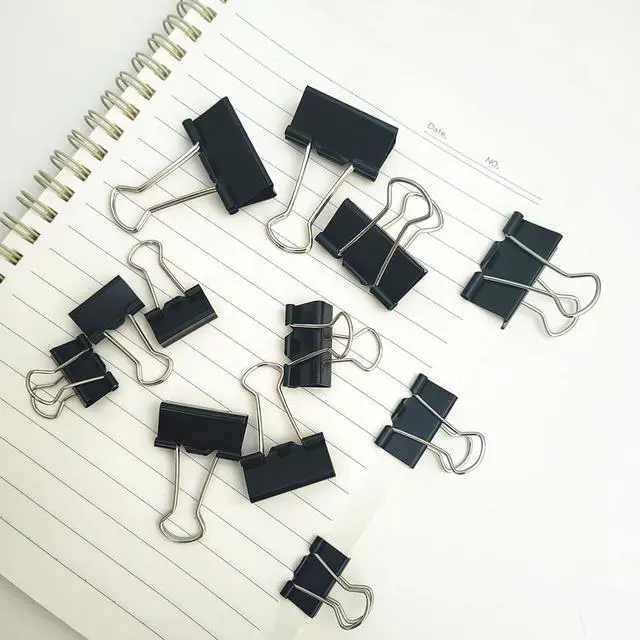 Alt view image 6 of 7 - 76 Pcs Black Binder Clips Paper Clamps Set Assorted Sizes Large Medium Small for Office School and Home