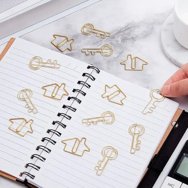 Alt view image 4 of 6 - Gueevin 102 Pack House and Key Shaped Paper Clips with 2 Boxes,Gold | 50 House Shaped Paper Clips, 50 Key Style in Clear Cases, For Realty Professionals, Office Organizing, Cute Desk Accessories