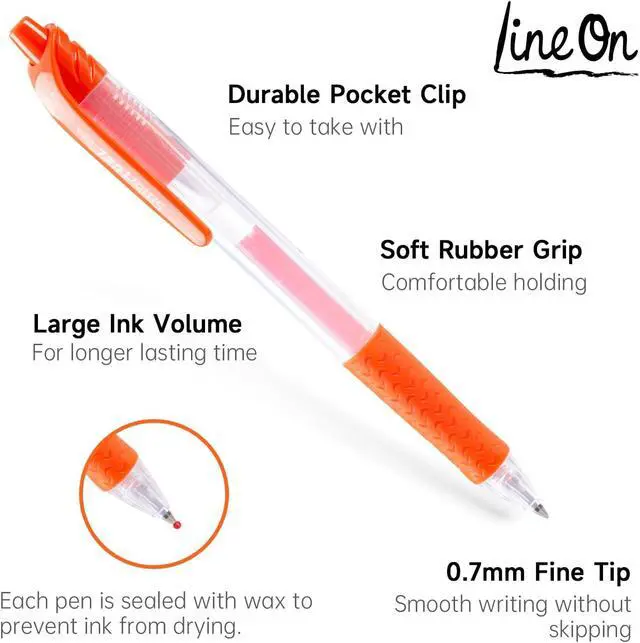 Alt view image 3 of 7 - Colored Gel Pens, Lineon 20 Colors Retractable Gel Ink Pens with Grip, Medium Point(0.7mm) Smooth Writing Pens Perfect for Adults and Kids Journal Notebook Planner, Writing in Office and School
