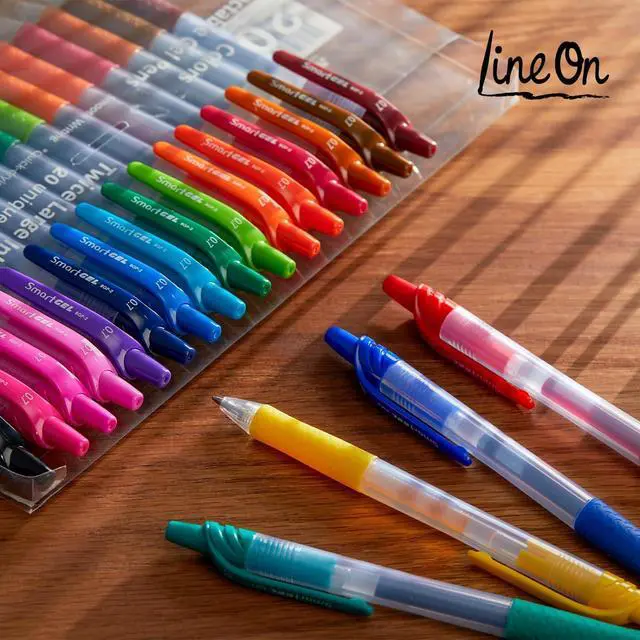 Alt view image 7 of 7 - Colored Gel Pens, Lineon 20 Colors Retractable Gel Ink Pens with Grip, Medium Point(0.7mm) Smooth Writing Pens Perfect for Adults and Kids Journal Notebook Planner, Writing in Office and School