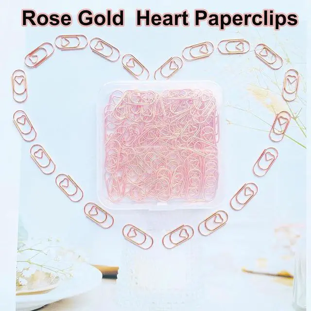 Alt view image 4 of 7 - 120 PCS Gold Heart Shaped Paper Clips 0.78inch Small Paper Clips Cute Mini Paperclips Invitations Paperclips Decorative Paper Clips for Office School Home Desk Organizers (Rose Gold)