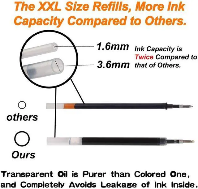 Alt view image 3 of 7 - 30 Pack Black Gel Pens, Retractable Medium Point Gel Ink Pens Smooth Writing for School Office Home, Comfort Grip(15 Pens with 15 Refills)