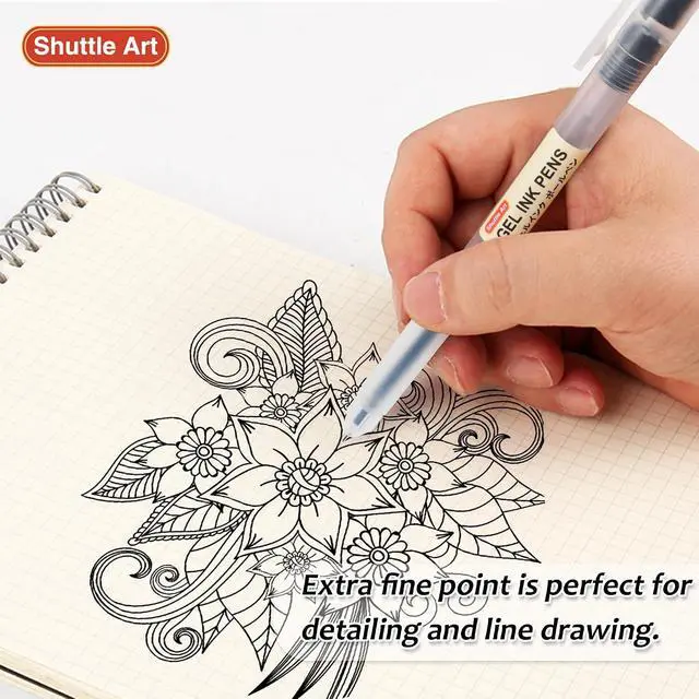 Alt view image 5 of 7 - Shuttle Art Gel Ink Ball Point Pens, 15 Pack Black Japanese Style Pens, 0.38mm Extra-Fine Ballpoint Pens for Home, School and Office