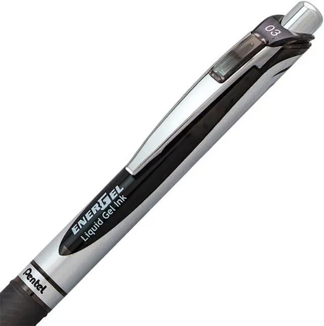 Alt view image 3 of 7 - Pentel EnerGel RTX Retractable Liquid Gel Pen, (0.3mm) Needle Tip, Extra Fine Line, Black Ink, 2 Pack