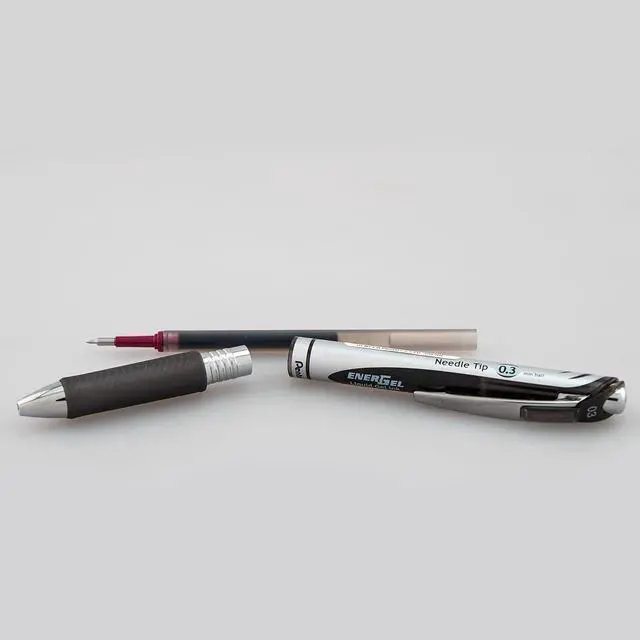 Alt view image 4 of 7 - Pentel EnerGel RTX Retractable Liquid Gel Pen, (0.3mm) Needle Tip, Extra Fine Line, Black Ink, 2 Pack
