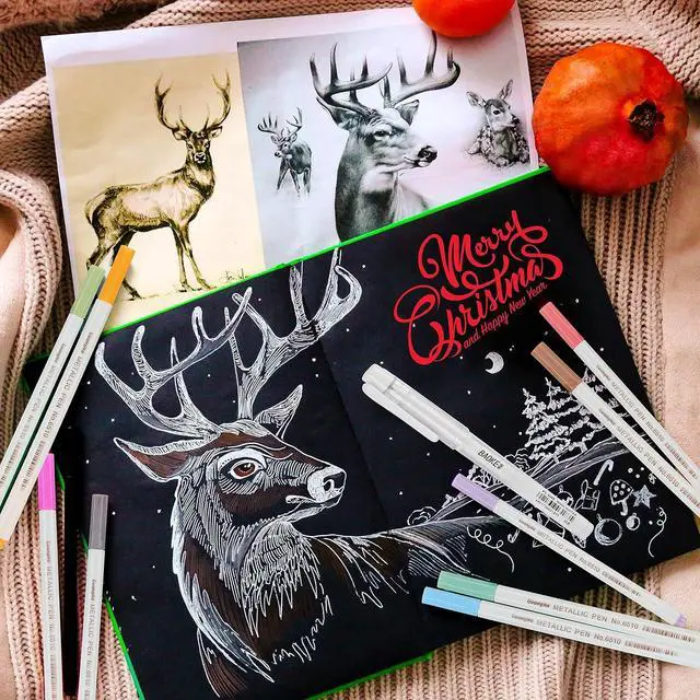 Alt view image 5 of 7 - Qionew White Gel Pen Set, 1mm Gel Ink Pens Opaque White Archival Ink Pens for Black Paper Drawing, Sketching, Illustration, Card Making, Bullet Journaling