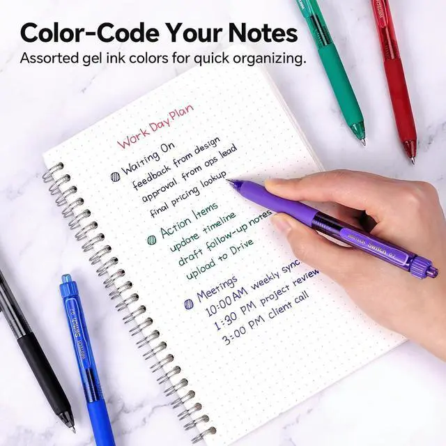 Alt view image 7 of 7 - WRITECH Colored Gel Pens 0.7mm: Switch Silent Click Mode for Quiet or Click Feedback Smooth Writing Quick Dry Ink Medium Point for Note Taking Color Coding Journaling School Office Study