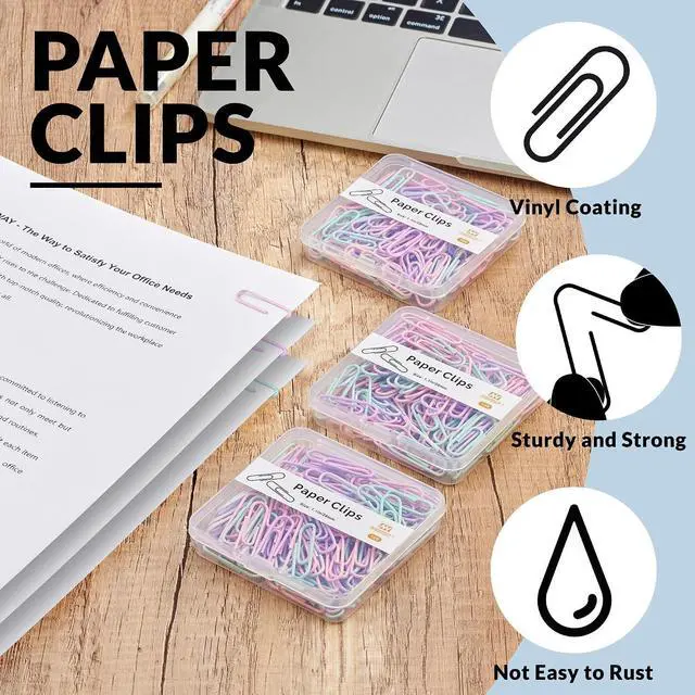Alt view image 4 of 6 - NEEWAY Small Paper Clips, 1.1 Inch (28mm) Vinly Coated Colored Paperclips, 300 Count, 3 Pack of 100 (Light Mulicolor)