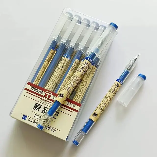 Alt view image 2 of 4 - sencoo 12 pack Blue Gel Ink Pen Extra Fine Point Pens Ballpoint pen 0.35mm Blue Office School Stationery Students Pens