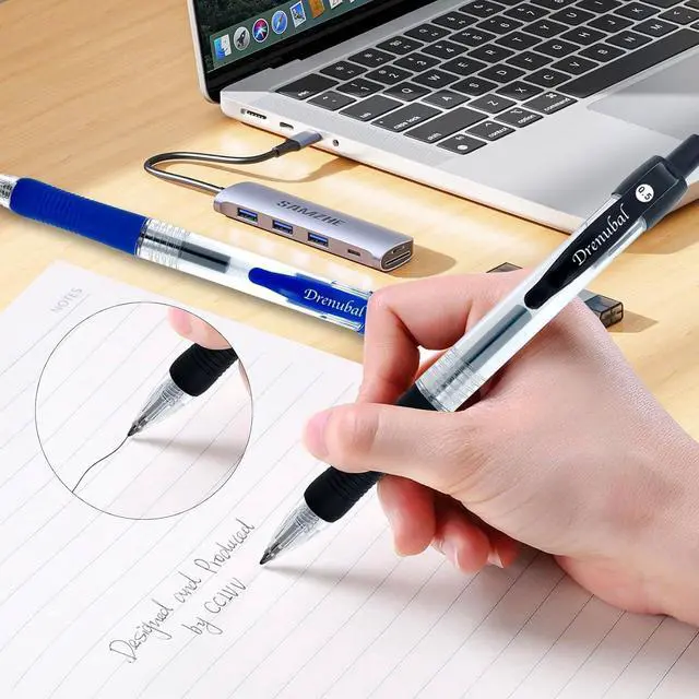 Alt view image 7 of 7 - 6 Pack Red Pens - 0.5mm Gel Ink Pens, Quick-Drying, Comfort Grip Writing for School, Office, Exams - Gift Set for Students, Fine Point Ballpoint Pens