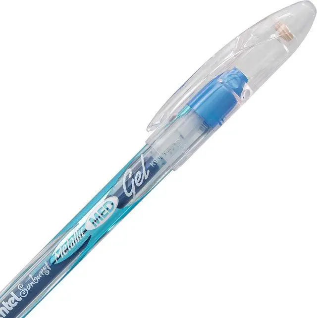 Alt view image 4 of 7 - Pentel Sunburst Metallic Gel Pen, Medium Line, Permanent, Assorted Ink, 5 Pack (K908MBP5M1)