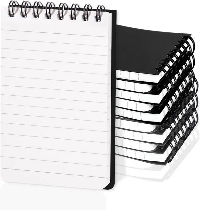 Alt view image 2 of 7 - Thboxes 8 Pack Pocket Notebooks, 3 X 5 Spiral Notepads, Black | 60 Sheets/120 Pages Each, Lined 80gsm Paper, Double-Wire Binding, Pocket Size for School, Office, Travel