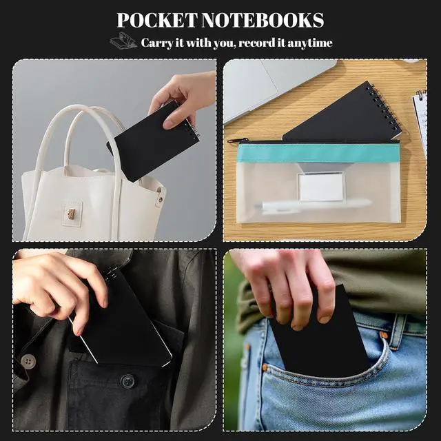 Alt view image 7 of 7 - Thboxes 8 Pack Pocket Notebooks, 3 X 5 Spiral Notepads, Black | 60 Sheets/120 Pages Each, Lined 80gsm Paper, Double-Wire Binding, Pocket Size for School, Office, Travel