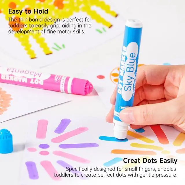 Alt view image 3 of 7 - Shuttle Art Dot Markers, 12 Colors Washable Markers for Toddlers,Bingo Daubers Supplies Kids Preschool Children, Non Toxic Water-Based