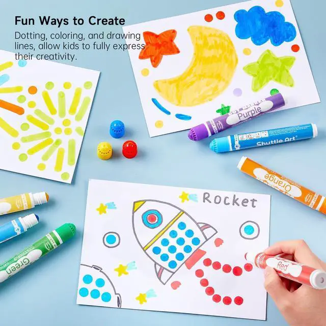Alt view image 4 of 7 - Shuttle Art Dot Markers, 12 Colors Washable Markers for Toddlers,Bingo Daubers Supplies Kids Preschool Children, Non Toxic Water-Based