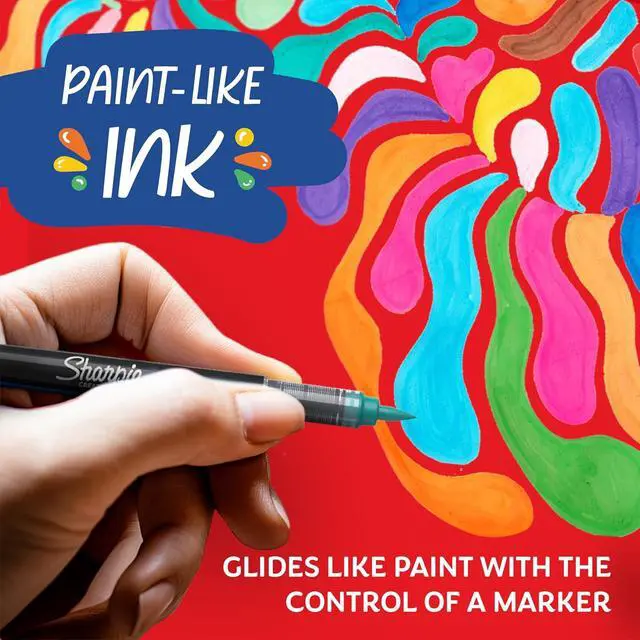 Alt view image 3 of 7 - Sharpie Creative Markers, Water-Based Acrylic, Bullet Tip, Assorted Colors, 5 Count Arts & Crafts, Kids Activity, School Classroom; Works on Paper, Metal, Wood, Ceramic, Glass, Rock, Canvas