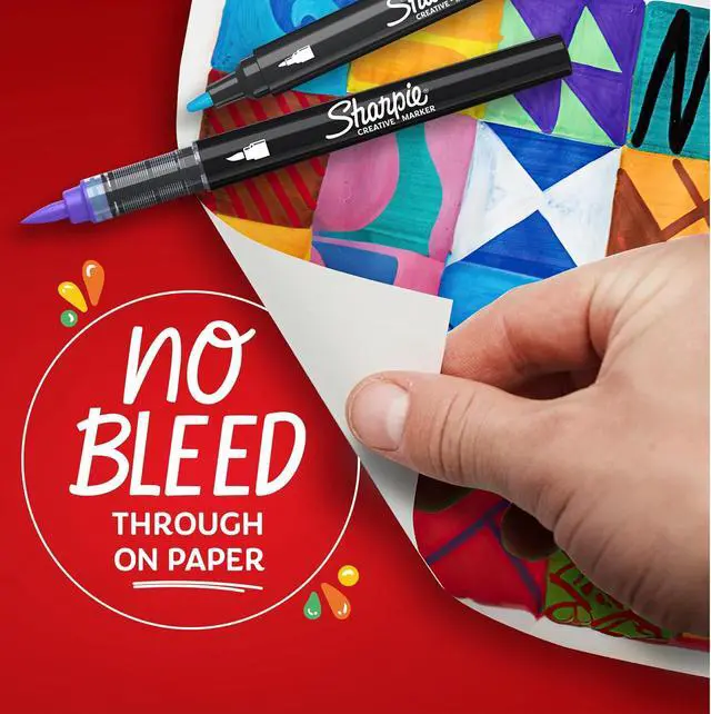 Alt view image 4 of 7 - Sharpie Creative Markers, Water-Based Acrylic, Bullet Tip, Assorted Colors, 5 Count Arts & Crafts, Kids Activity, School Classroom; Works on Paper, Metal, Wood, Ceramic, Glass, Rock, Canvas
