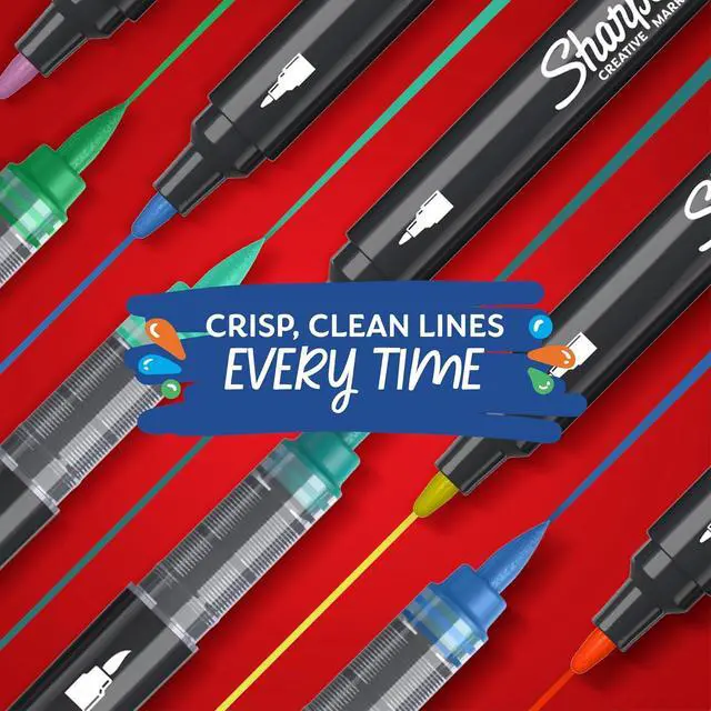 Alt view image 6 of 7 - Sharpie Creative Markers, Water-Based Acrylic, Bullet Tip, Assorted Colors, 5 Count Arts & Crafts, Kids Activity, School Classroom; Works on Paper, Metal, Wood, Ceramic, Glass, Rock, Canvas