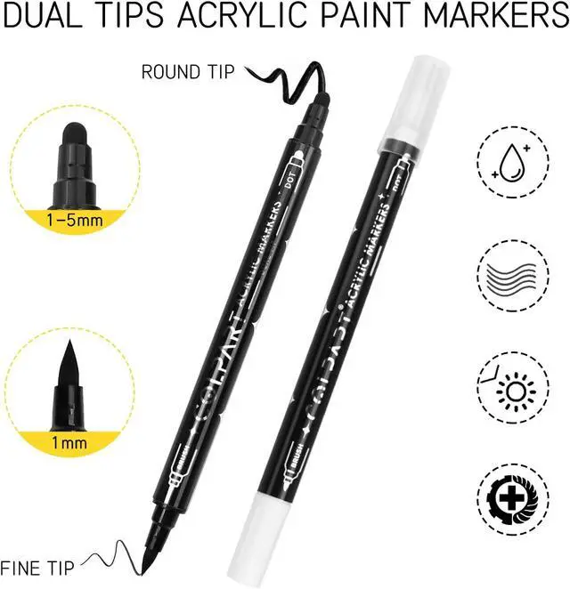Alt view image 2 of 7 - Dual Tip Acrylic Paint Pens Markers, 8 Pack Black White Silver Gold Paint Pens for Wood, Canvas, Stone, Rock Painting, Glass, Ceramic Surfaces, DIY Art Supplies (4 color)