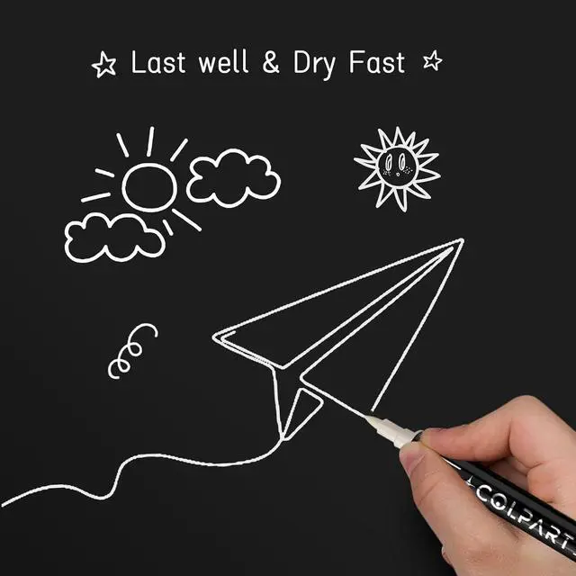 Alt view image 3 of 7 - Dual Tip Acrylic Paint Pens Markers, 8 Pack Black White Silver Gold Paint Pens for Wood, Canvas, Stone, Rock Painting, Glass, Ceramic Surfaces, DIY Art Supplies (4 color)