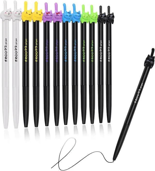 Main image of Retractable cat Gel Ink Pens Fine Point 0.5mm for Journaling Smooth Writing Quick-dry No Bleed 12pack Black-Ink