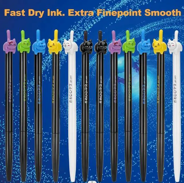 Alt view image 3 of 7 - Retractable cat Gel Ink Pens Fine Point 0.5mm for Journaling Smooth Writing Quick-dry No Bleed 12pack Black-Ink