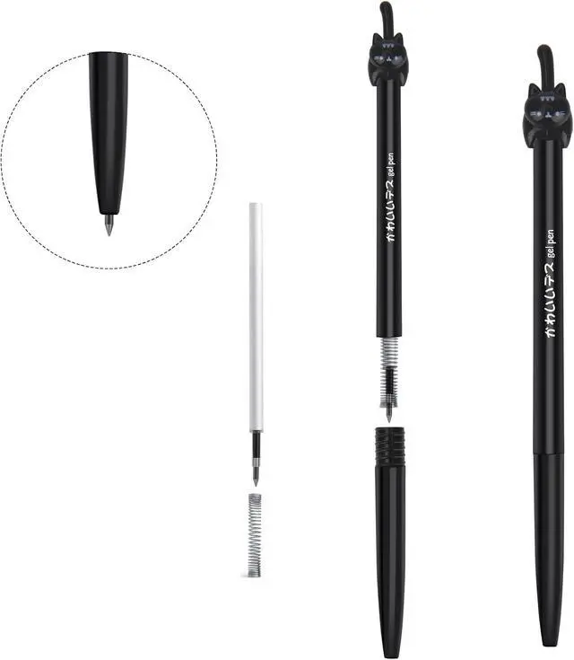 Alt view image 5 of 7 - Retractable cat Gel Ink Pens Fine Point 0.5mm for Journaling Smooth Writing Quick-dry No Bleed 12pack Black-Ink