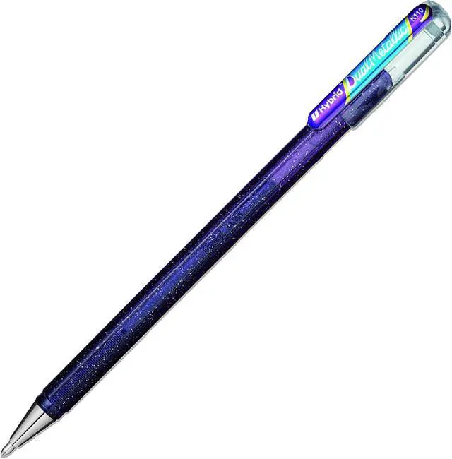 Alt view image 2 of 2 - Pentel Hybrid - Dual Metallic - Liquid Gel Rollerball Pens - K110 - Violet & Metallic Blue Ink - Pack of 3