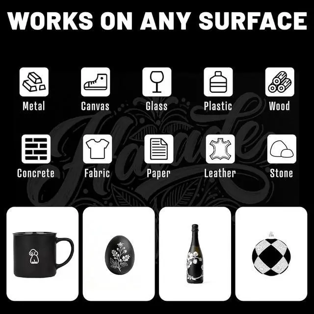 Alt view image 5 of 7 - Pagather Black and White Acrylic Paint Markers, 12 Dual Tip with Fine Tip and Brush Tip Pens for Fabric, Stone, Wood, Canvas, Ceramic, Metal, Glass, Rock Painting, DIY Crafts