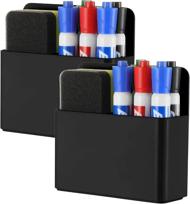 Main image of Camelmother 2Pcs Magnetic Dry Erase Marker Holder For Whiteboard Fridge | 2Slots Locker Accessories Teacher Classroom Must Haves Fridge magnets