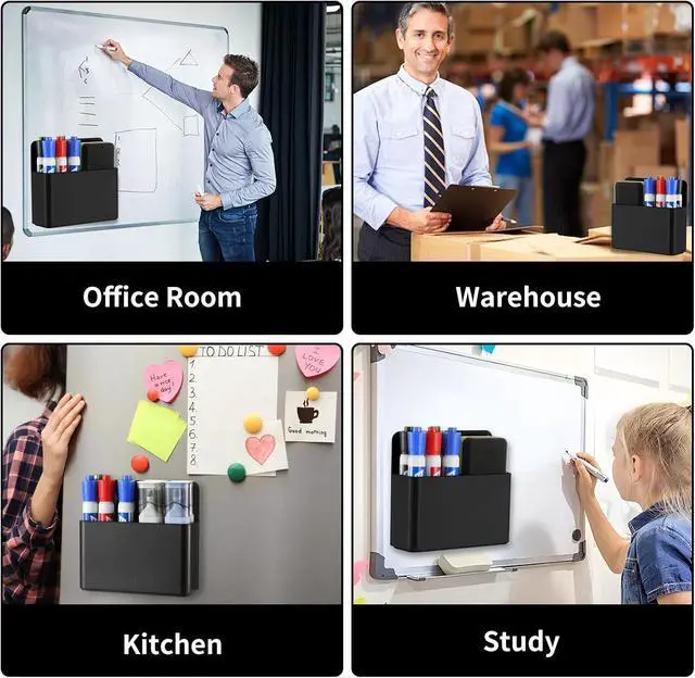 Alt view image 3 of 7 - Camelmother 2Pcs Magnetic Dry Erase Marker Holder For Whiteboard Fridge | 2Slots Locker Accessories Teacher Classroom Must Haves Fridge magnets