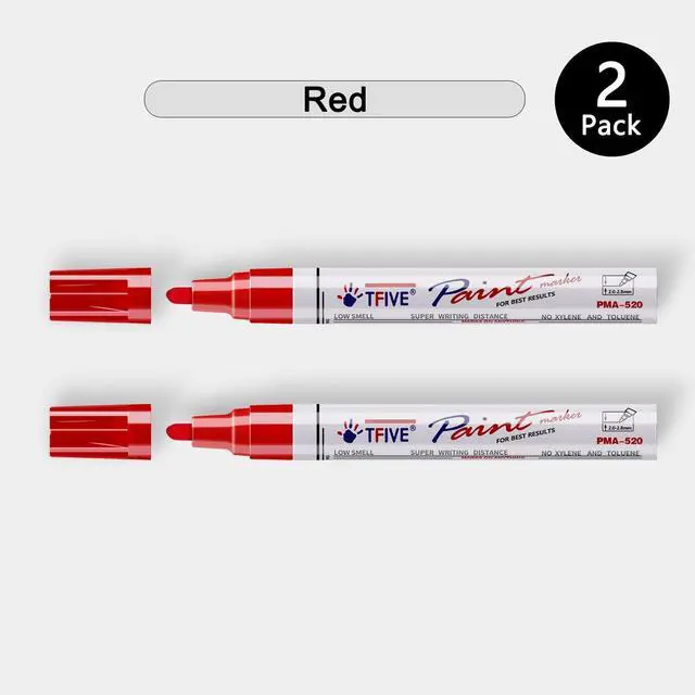 Alt view image 7 of 7 - TFIVE Red Permanent Markers Paint Pens, 2 Pack Oil Based Paint Markers | Waterproof, Quick Dry, Never Fade, Medium Tip Marker Pens for Rock Painting, Wood, Metal, Plastic, Canvas, Glass, Rubber