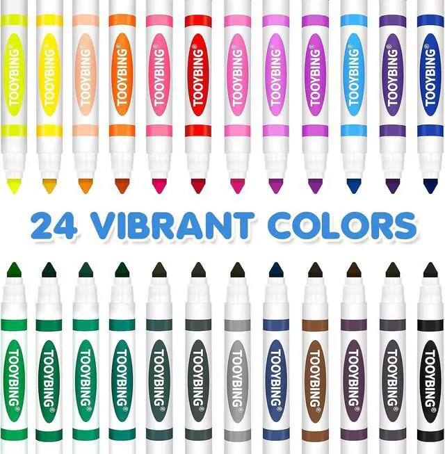 Alt view image 2 of 7 - 24 Count Washable Markers for Kids, Broad Line Markers with Conical Tip, Assorted Colors, Drawing Essentials for School Classroom, Student Teacher Must Have for Coloring Book, Art & Craft Supplies
