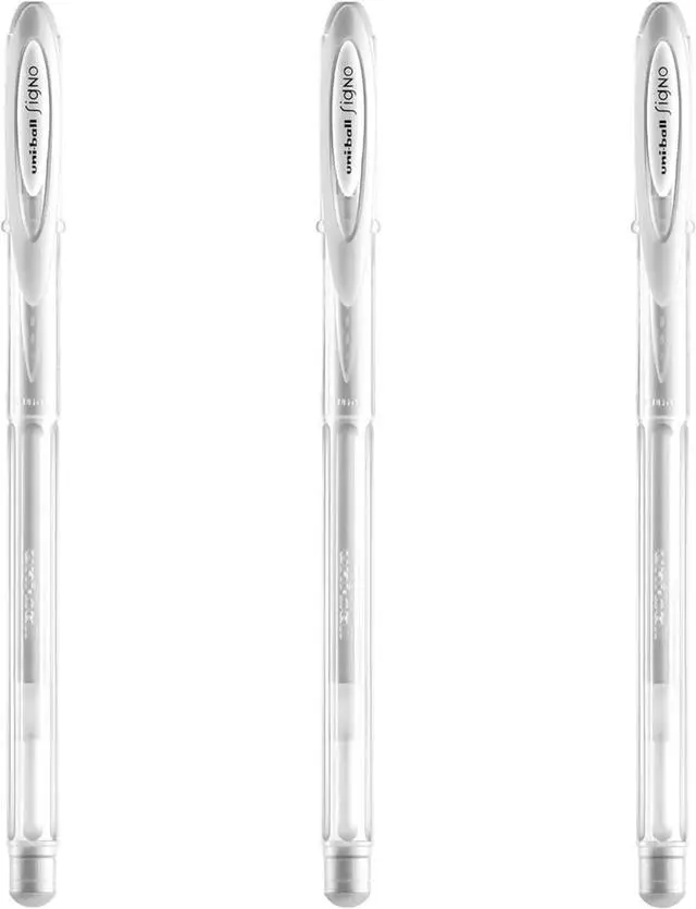 Main image of Uni-ball Signo Angelic UM-120AC Gel Ink Pen 0.7 mm, White Ink, 3 Pens per Pack